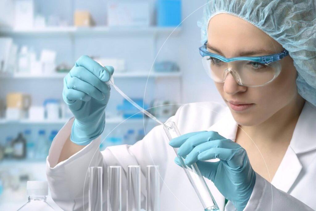 A scientist conducting biotechnological research in a lab, possibly working on cardiovascular treatments